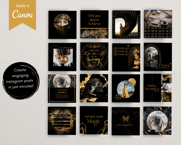 Black & Gold Canva Instagram Templates Examples