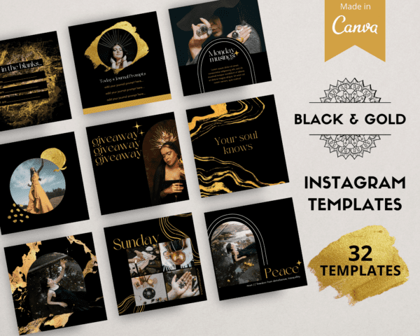 Black & Gold Canva Instagram Templates Examples