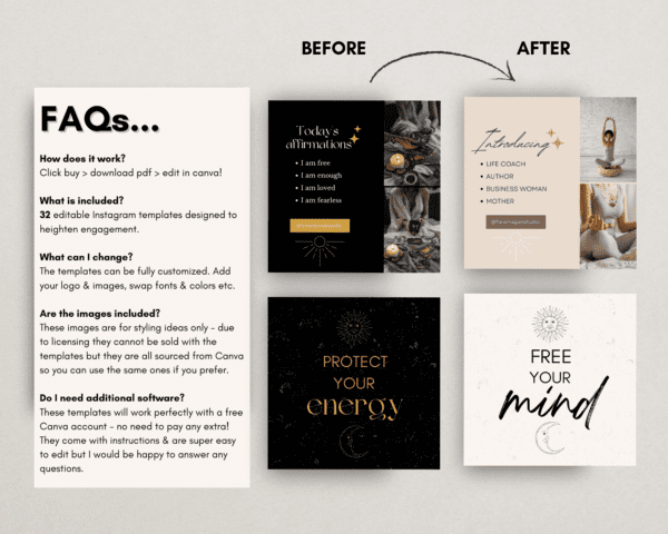 Black & Gold Canva Instagram Templates Examples