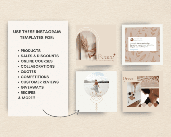 Boho Minimalist Canva Instagram Templates Examples