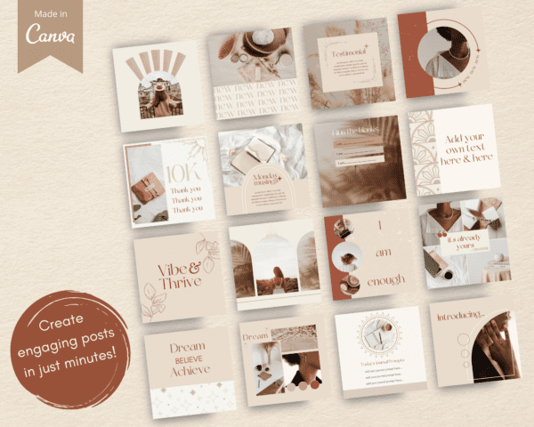 Boho Minimalist Canva Instagram Templates Examples