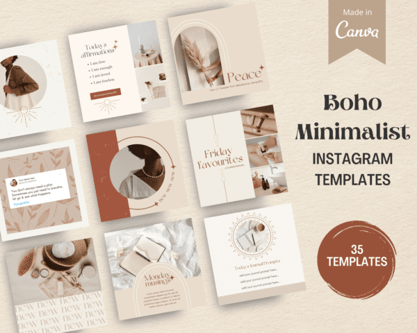 Boho Minimalist Canva Instagram Templates Examples