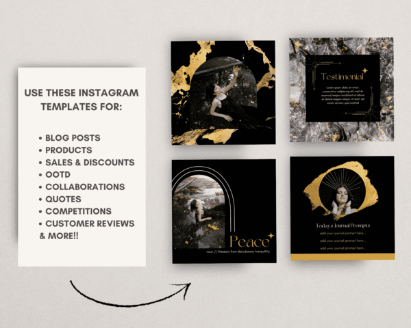 Black & Gold Canva Instagram Templates Examples